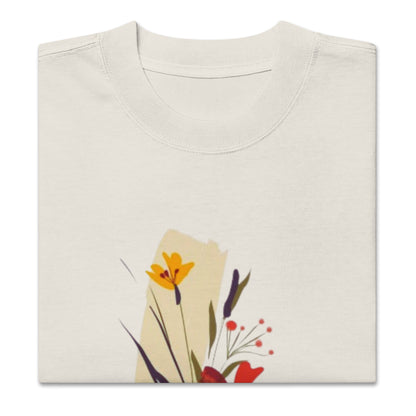Oversized Faded Cotton T-Shirt with Abstract Botanical Print – Vintage Woman Vintage Tee