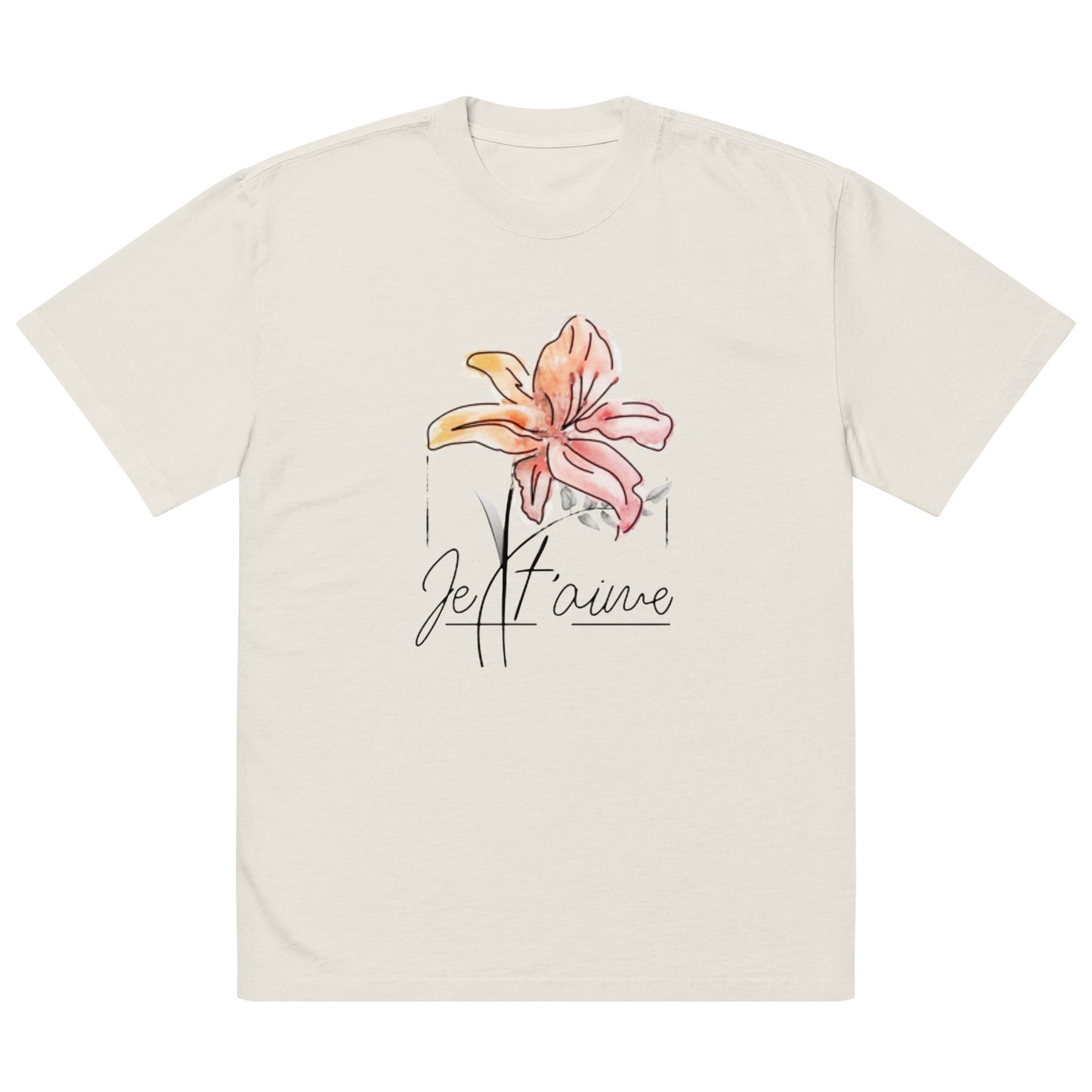 Oversized Faded Cotton T-Shirt with Abstract Botanical Print – Vintage White Vintage Tee