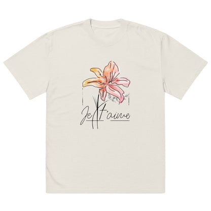 Oversized Faded Cotton T-Shirt with Abstract Botanical Print – Vintage White Vintage Tee