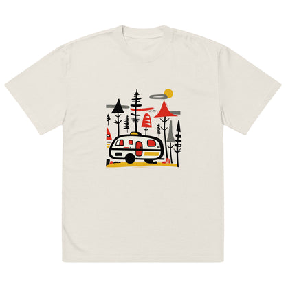 Retro Caravan Oversized Faded T-Shirt – Premium Heavyweight Outdoor Graphic Tee