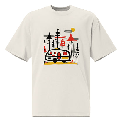 Retro Caravan Oversized Faded T-Shirt – Premium Heavyweight Outdoor Graphic Tee