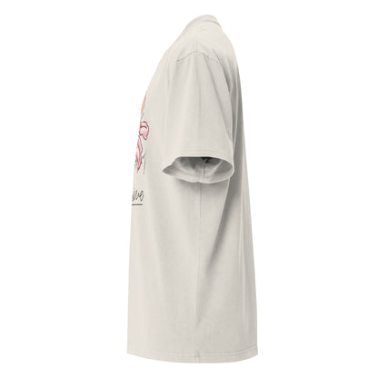 Oversized Faded Cotton T-Shirt with Abstract Botanical Print – Vintage White Vintage Tee
