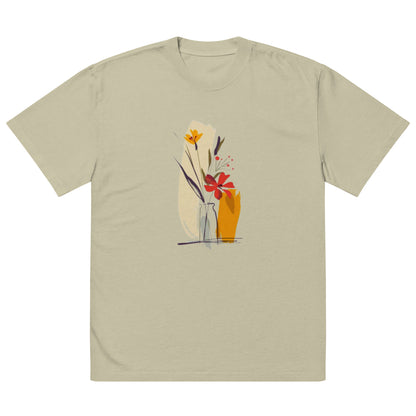 Oversized Faded Cotton T-Shirt with Abstract Botanical Print – Vintage Woman Vintage Tee