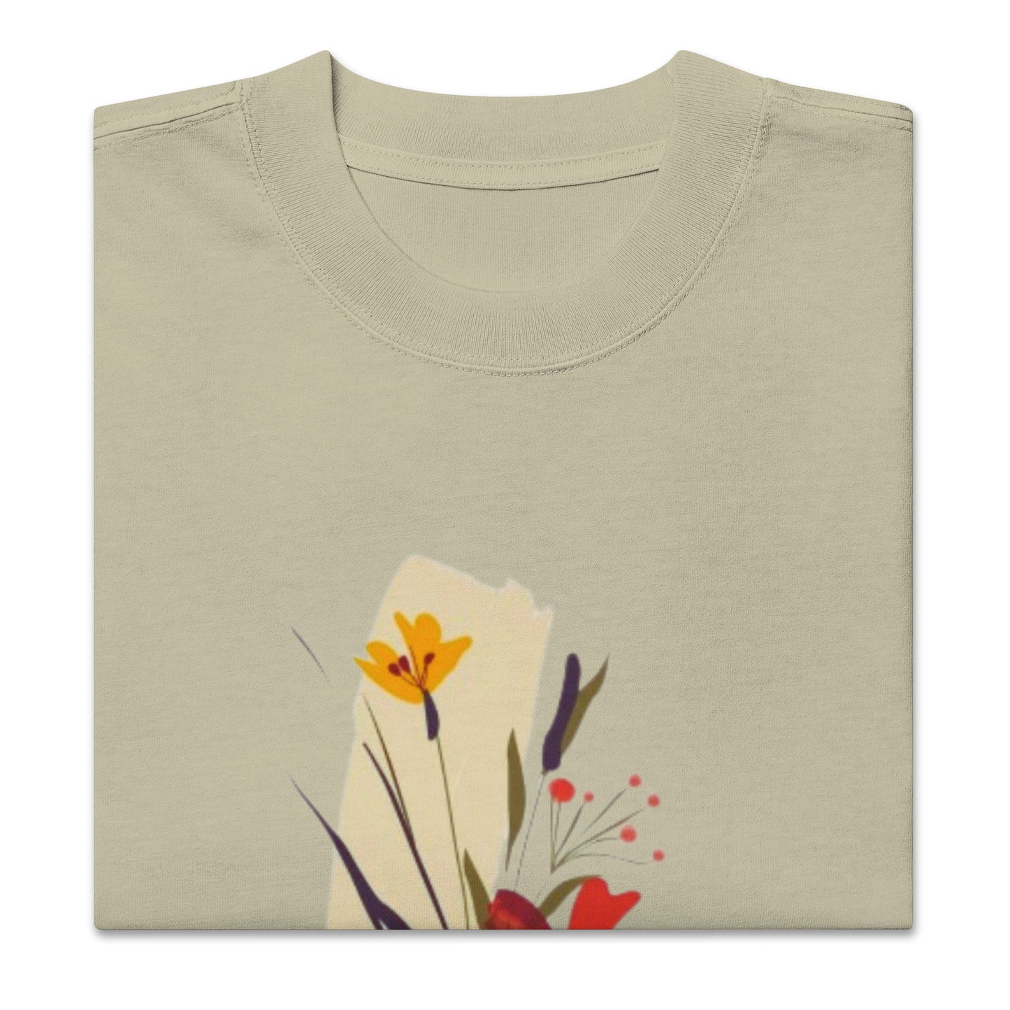 Oversized Faded Cotton T-Shirt with Abstract Botanical Print – Vintage Woman Vintage Tee
