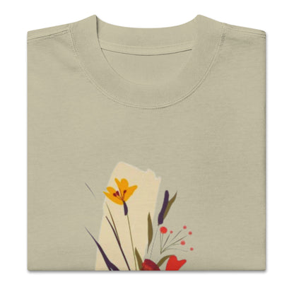 Oversized Faded Cotton T-Shirt with Abstract Botanical Print – Vintage Woman Vintage Tee