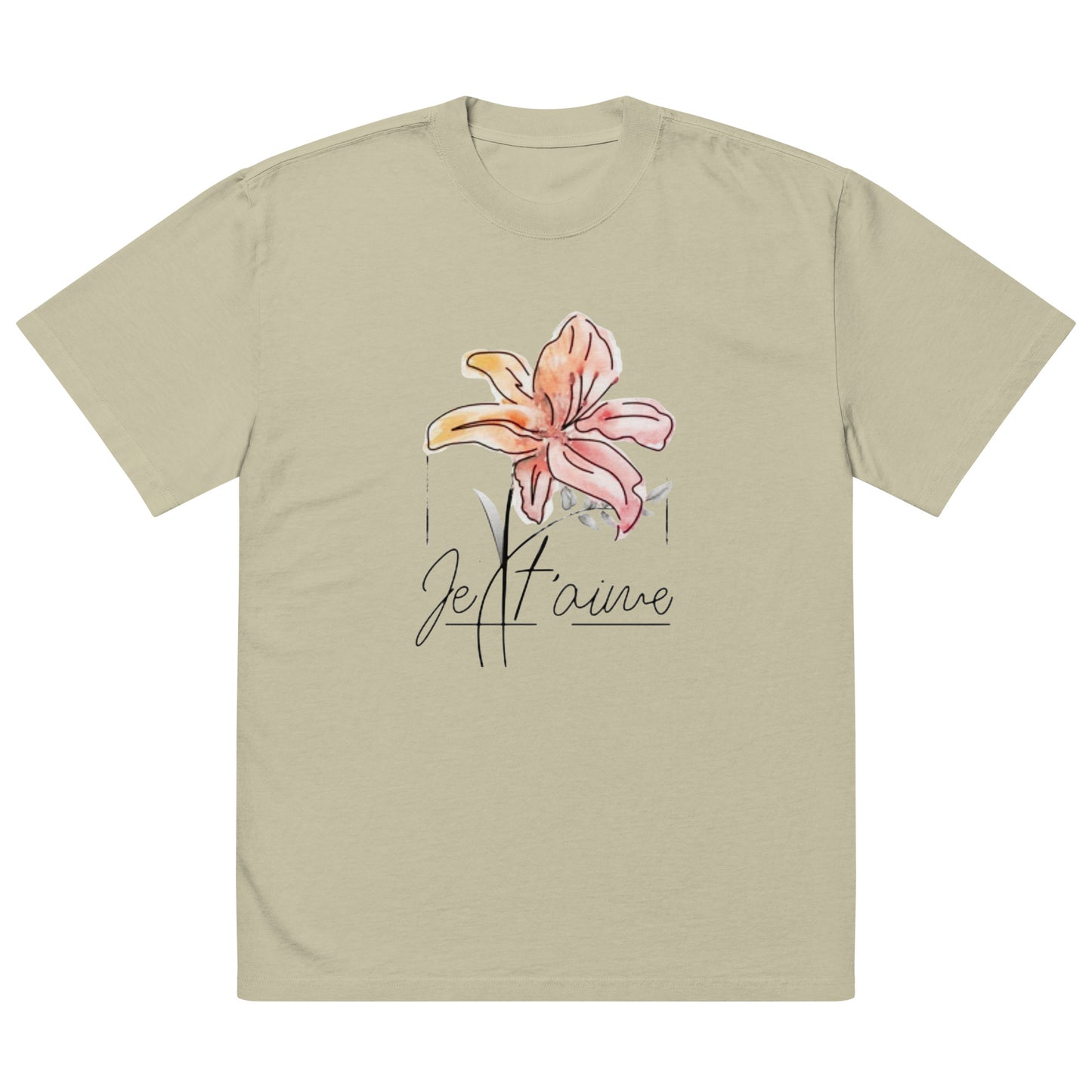 Oversized Faded Cotton T-Shirt with Abstract Botanical Print – Vintage White Vintage Tee