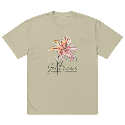 Oversized Faded Cotton T-Shirt with Abstract Botanical Print – Vintage White Vintage Tee