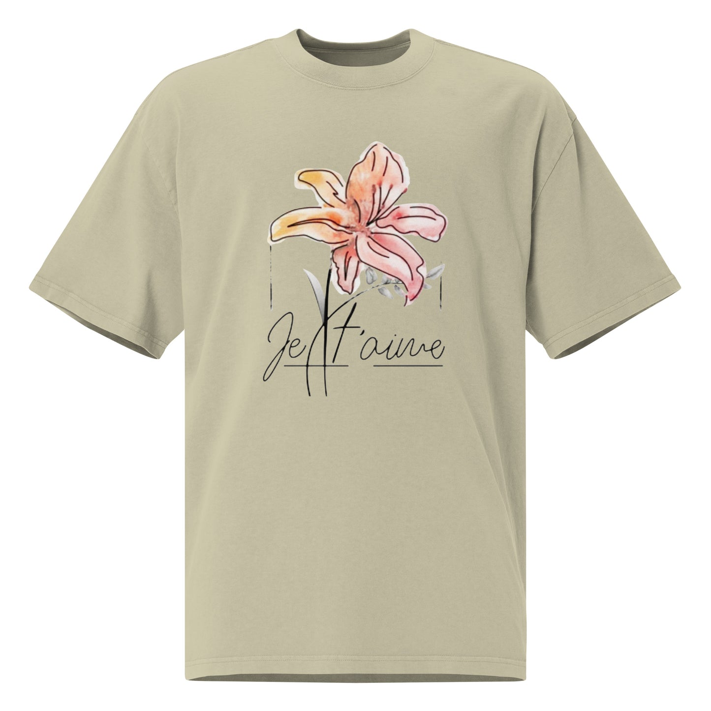 Oversized Faded Cotton T-Shirt with Abstract Botanical Print – Vintage White Vintage Tee