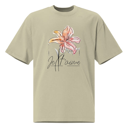 Oversized Faded Cotton T-Shirt with Abstract Botanical Print – Vintage White Vintage Tee