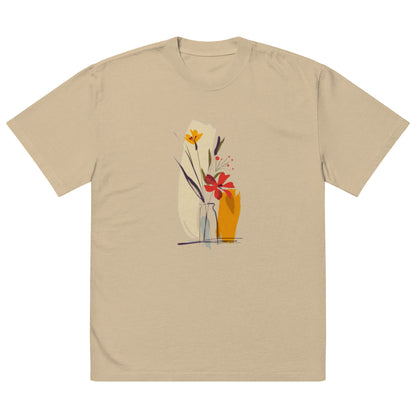 Oversized Faded Cotton T-Shirt with Abstract Botanical Print – Vintage Woman Vintage Tee