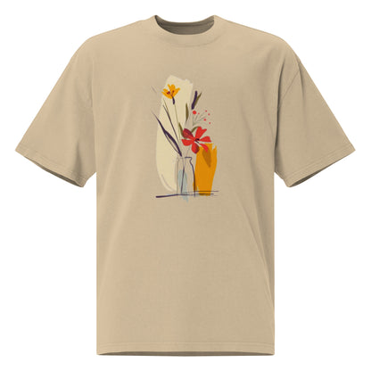 Oversized Faded Cotton T-Shirt with Abstract Botanical Print – Vintage Woman Vintage Tee