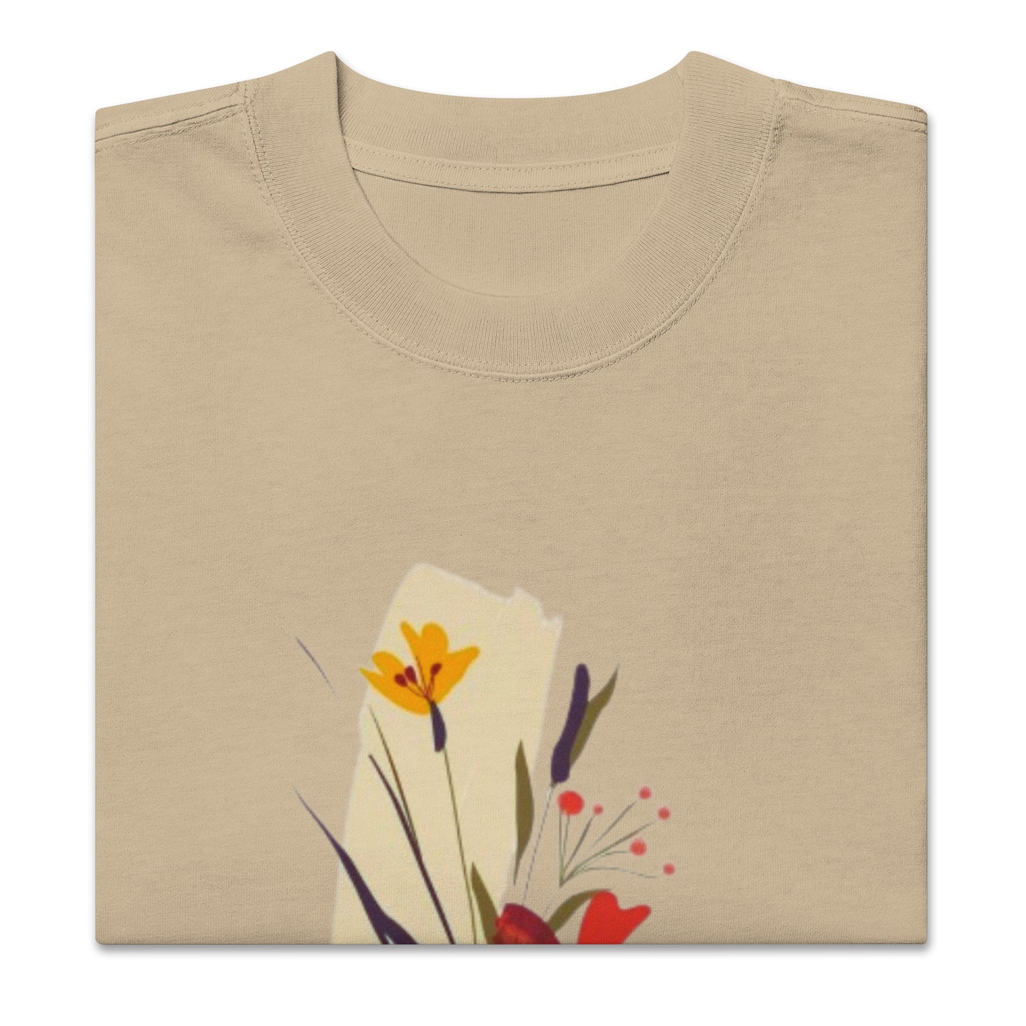 Oversized Faded Cotton T-Shirt with Abstract Botanical Print – Vintage Woman Vintage Tee