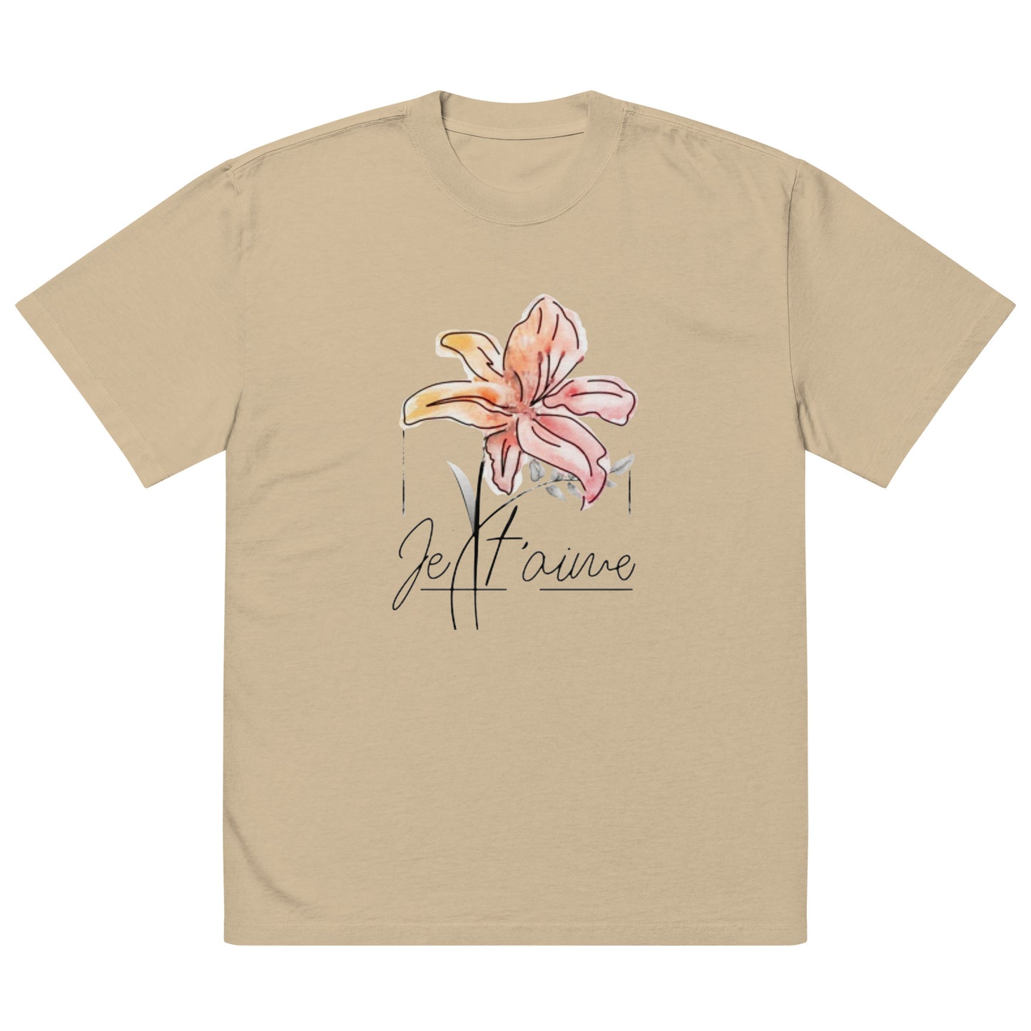 Oversized Faded Cotton T-Shirt with Abstract Botanical Print – Vintage White Vintage Tee