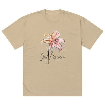 Oversized Faded Cotton T-Shirt with Abstract Botanical Print – Vintage White Vintage Tee