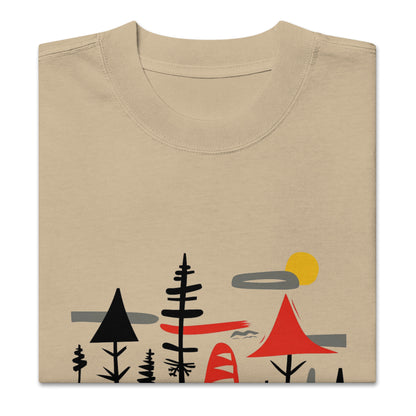 Retro Caravan Oversized Faded T-Shirt – Premium Heavyweight Outdoor Graphic Tee