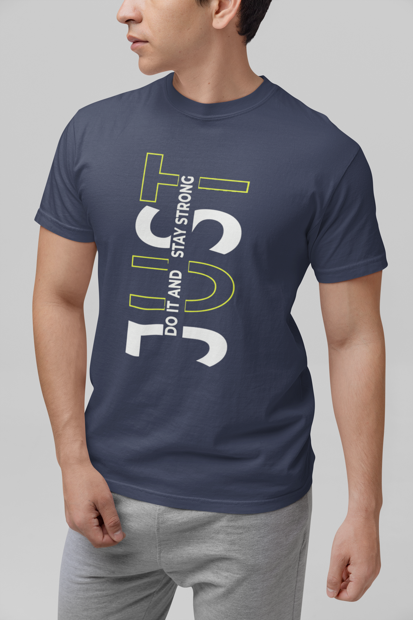 Stay Strong Vertical Typographic Tee - Modern Minimalist Urban Streetwear T-Shirt