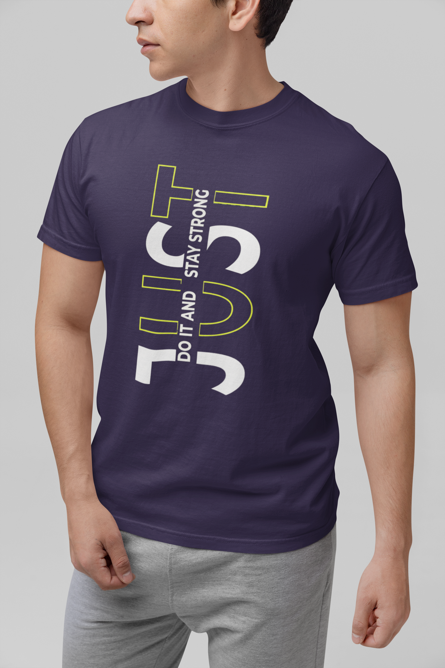 Stay Strong Vertical Typographic Tee - Modern Minimalist Urban Streetwear T-Shirt