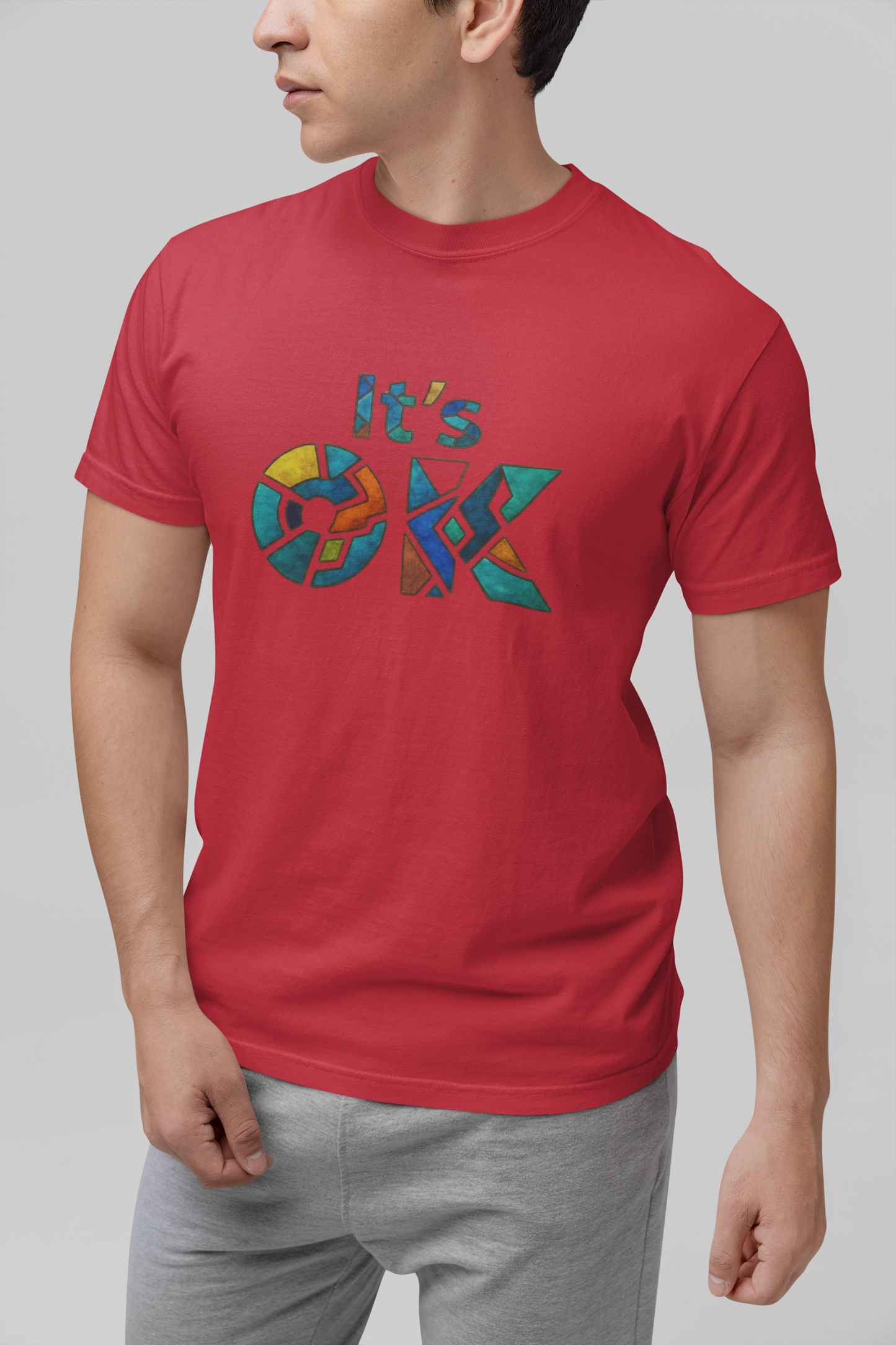 It's OK Mosaic Typography Tee - Premium Men's Casual Comfort Cotton Top