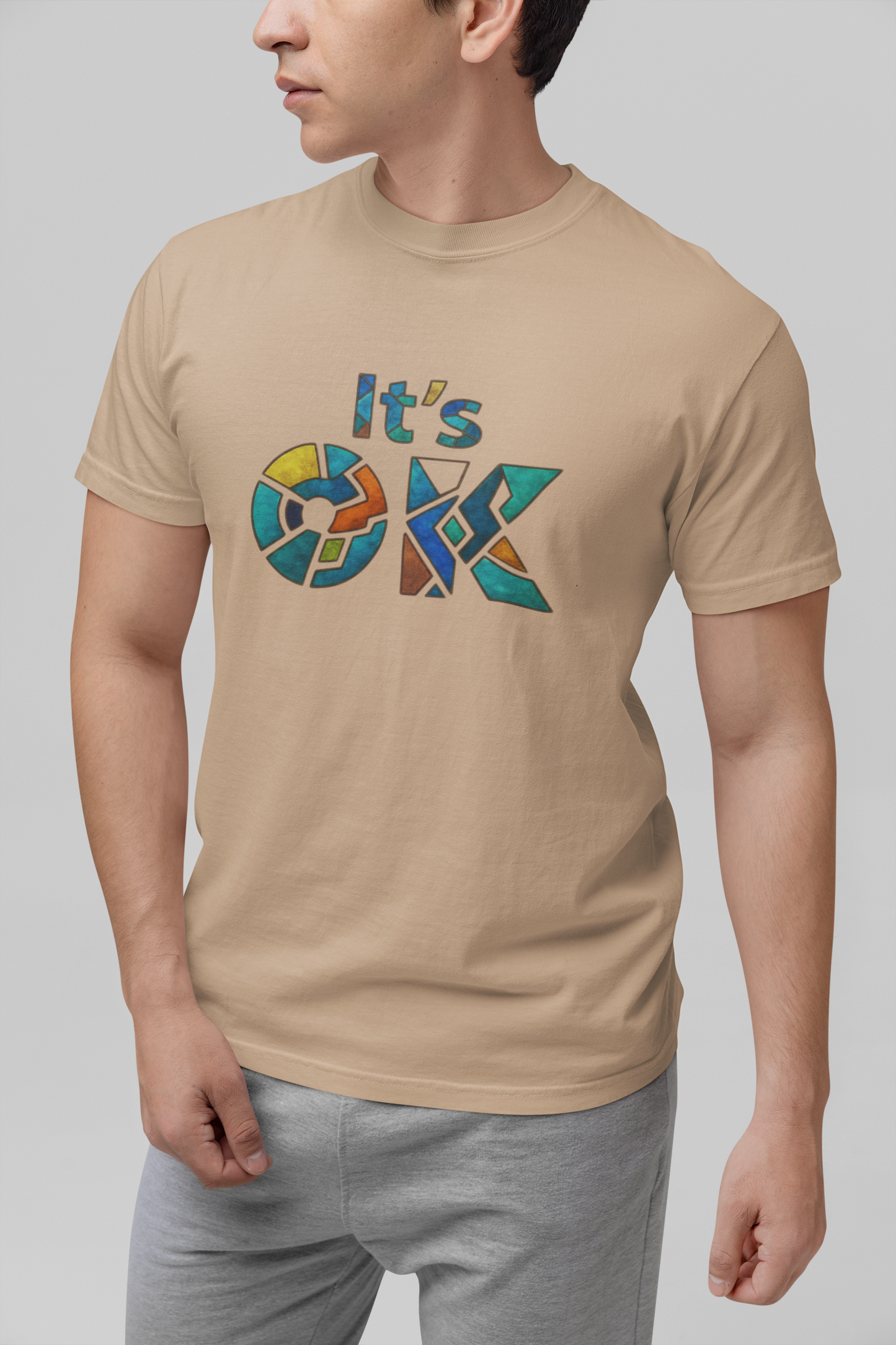 It's OK Mosaic Typography Tee - Premium Men's Casual Comfort Cotton Top