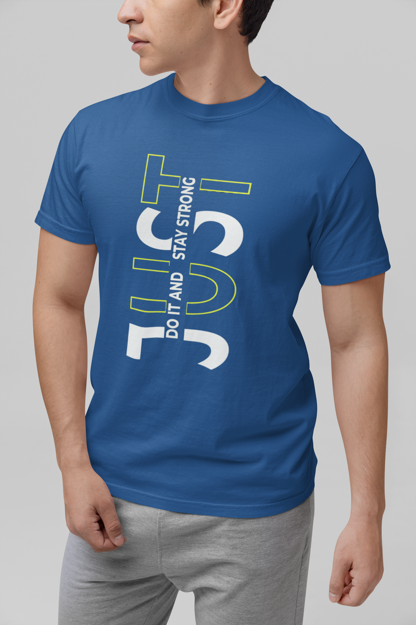 Stay Strong Vertical Typographic Tee - Modern Minimalist Urban Streetwear T-Shirt