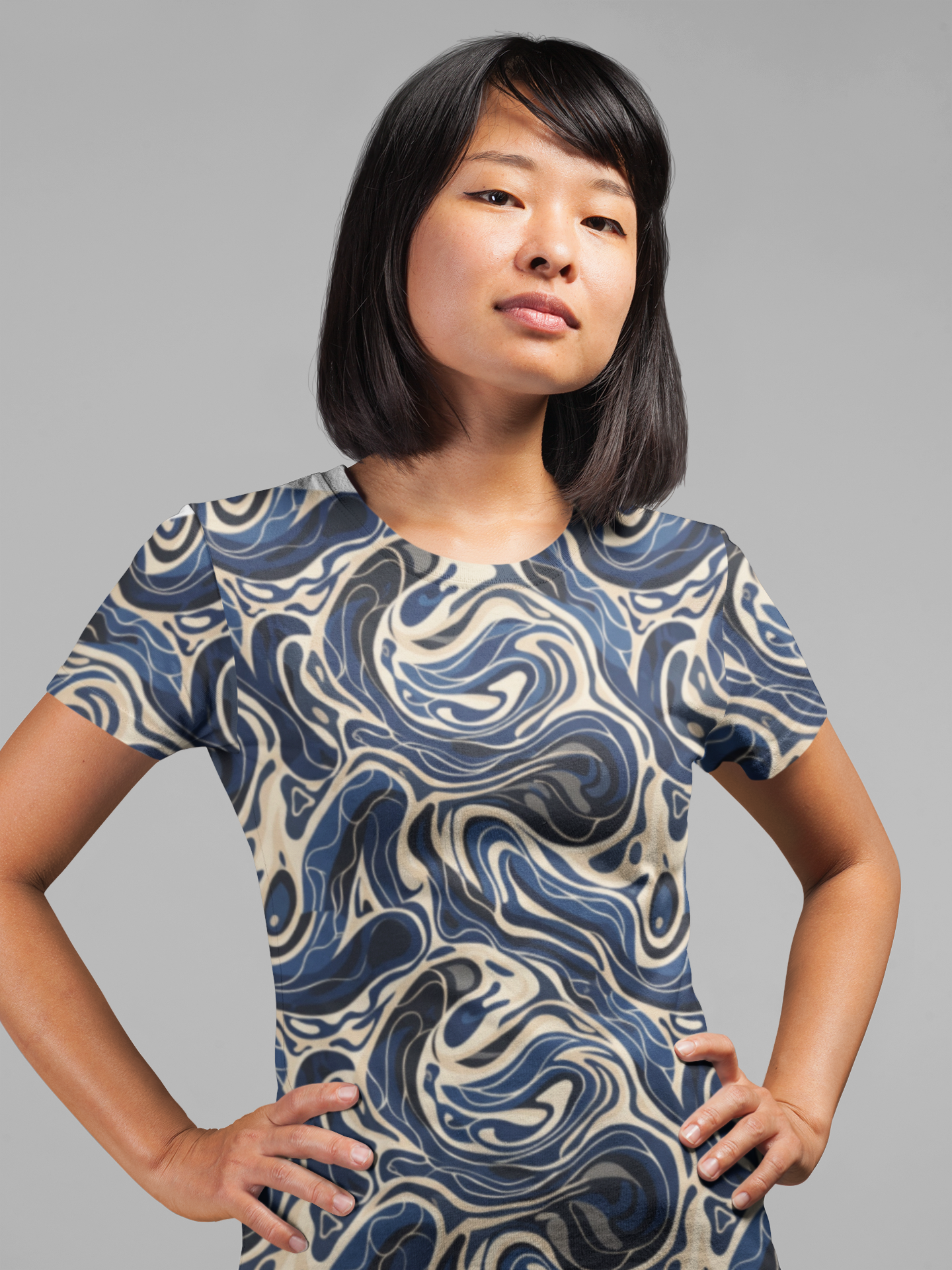 Abstract Fluid Swirl All-Over Print Women's T-Shirt