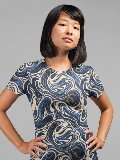 Abstract Fluid Swirl All-Over Print Women's T-Shirt