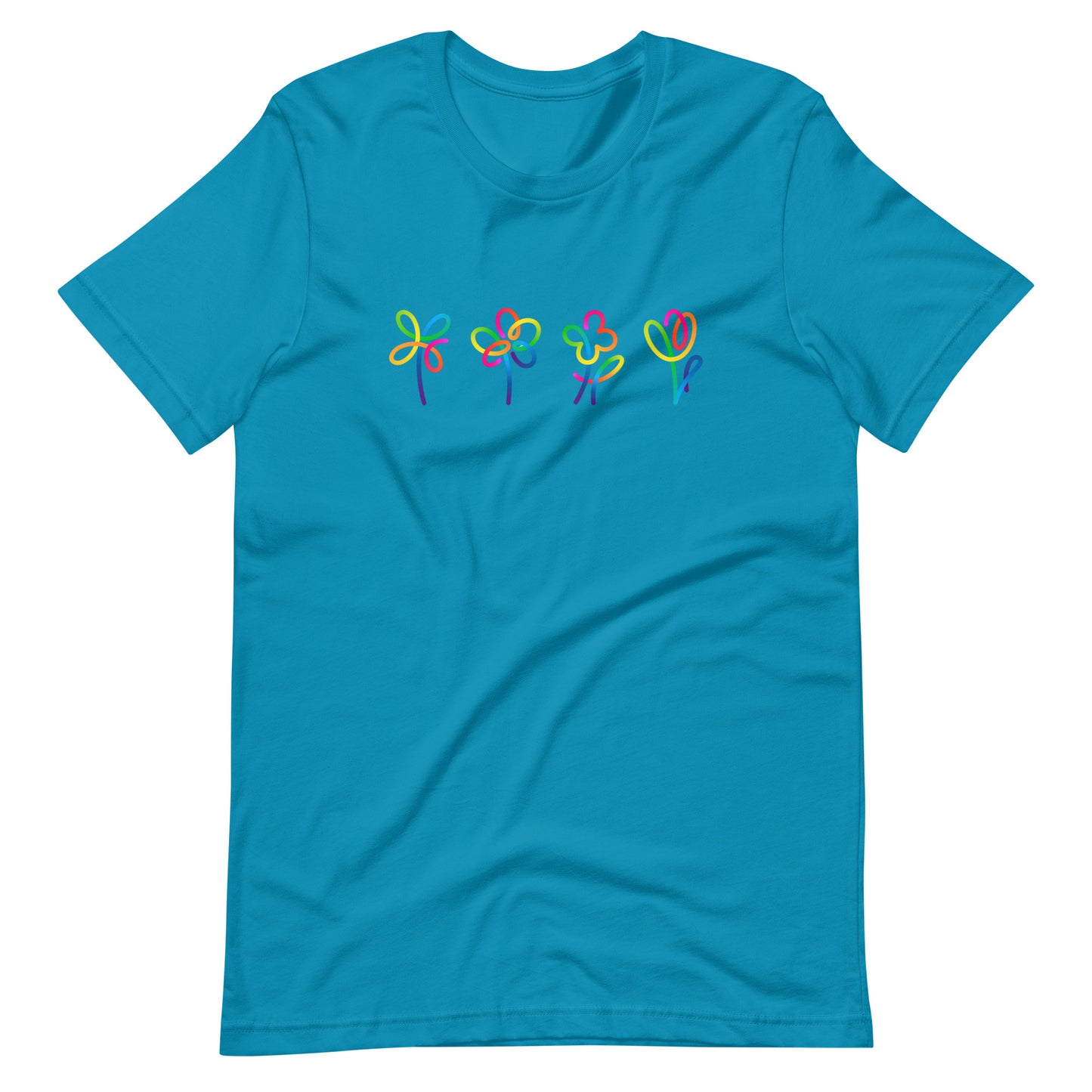Elyx Artistic Rainbow Doodles Floral Tee - Positive Energy Woman Graphic T-Shirt