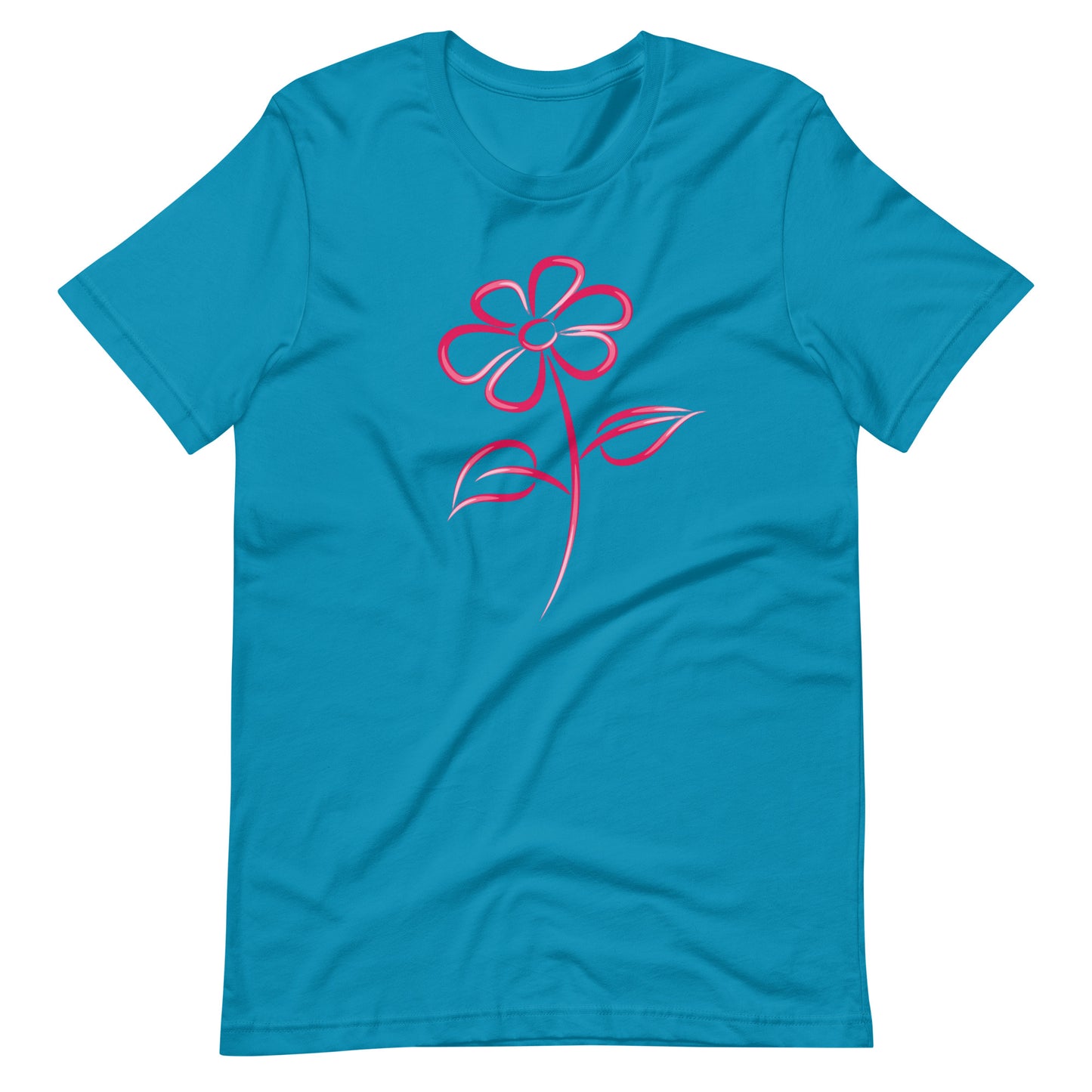 Fuchsia Flower Line Art Graphic Tee - Premium Cotton T-Shirt