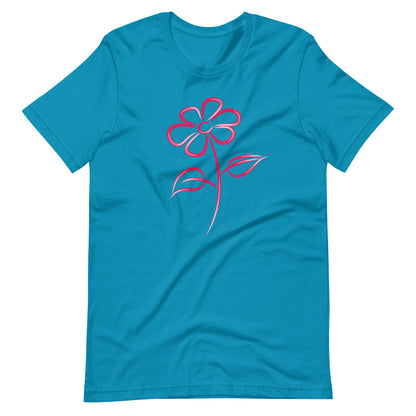 Fuchsia Flower Line Art Graphic Tee - Premium Cotton T-Shirt