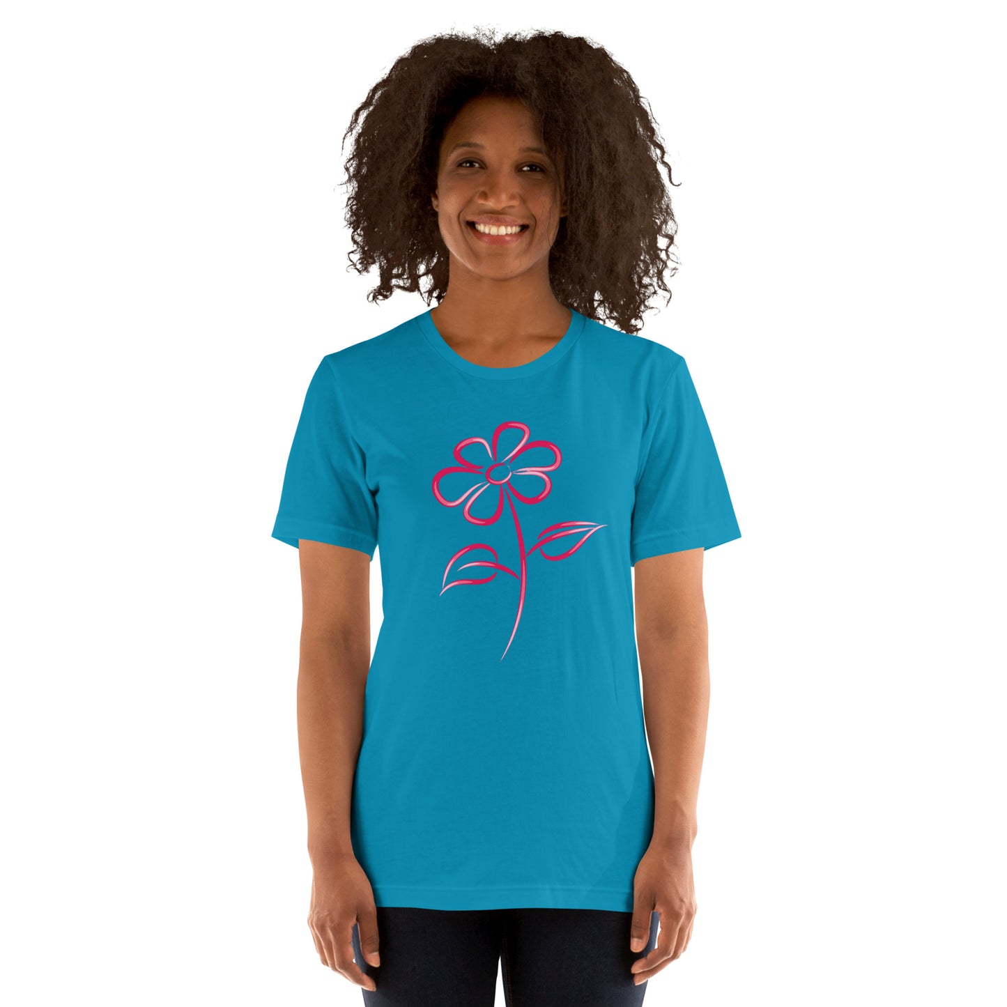 Fuchsia Flower Line Art Graphic Tee - Premium Cotton T-Shirt