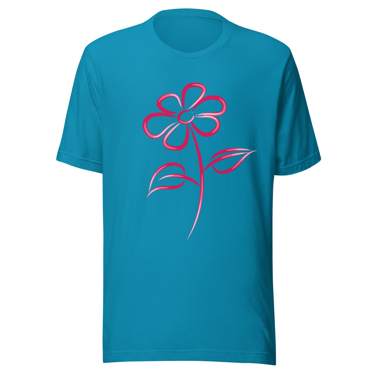 Fuchsia Flower Line Art Graphic Tee - Premium Cotton T-Shirt