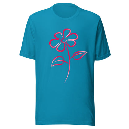 Fuchsia Flower Line Art Graphic Tee - Premium Cotton T-Shirt