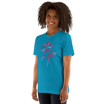 Fuchsia Flower Line Art Graphic Tee - Premium Cotton T-Shirt