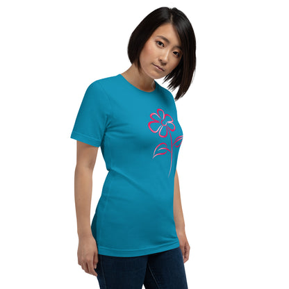 Fuchsia Flower Line Art Graphic Tee - Premium Cotton T-Shirt