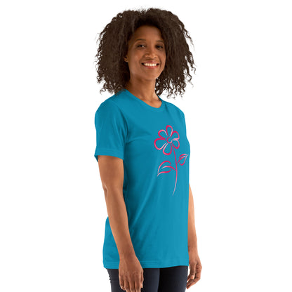 Fuchsia Flower Line Art Graphic Tee - Premium Cotton T-Shirt