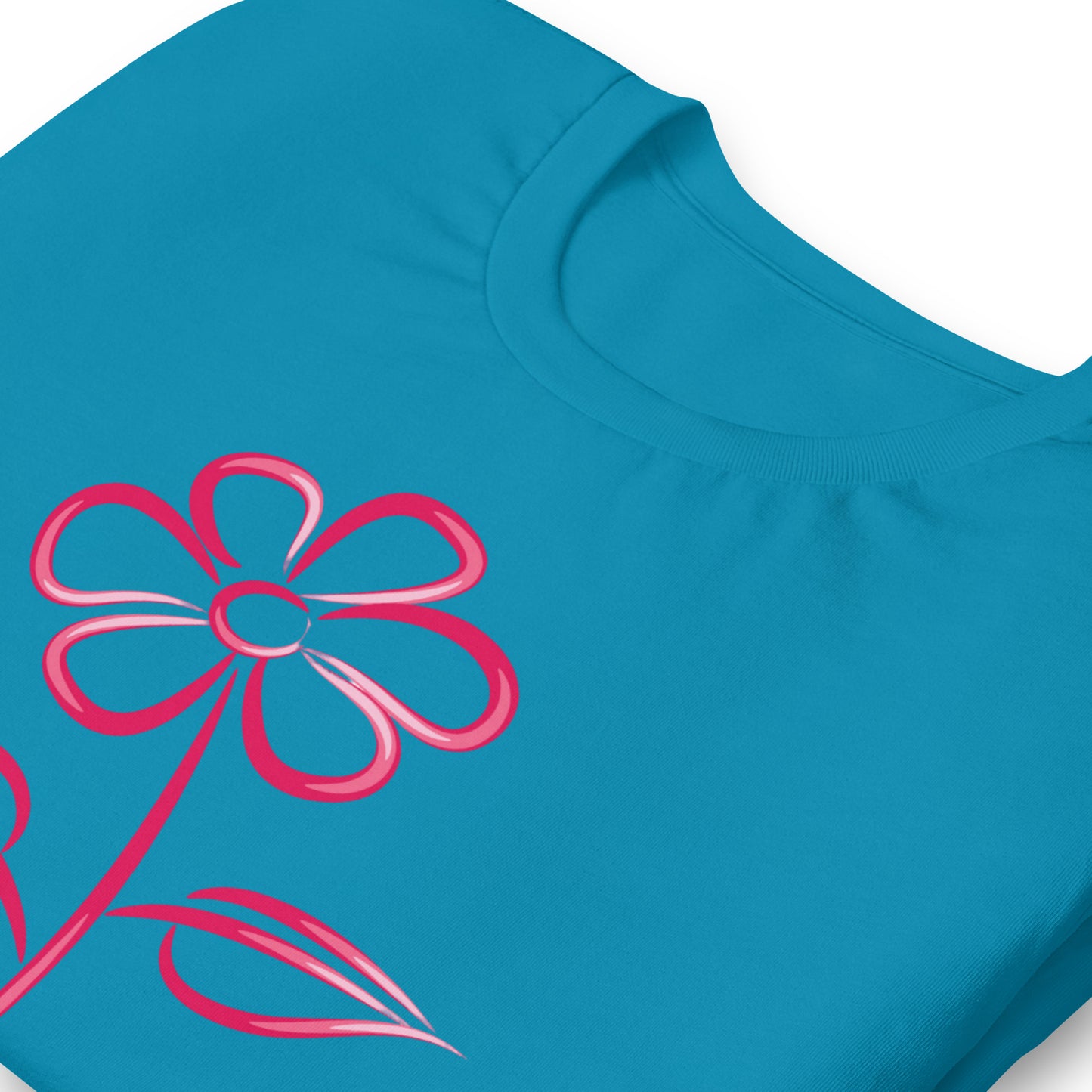 Fuchsia Flower Line Art Graphic Tee - Premium Cotton T-Shirt