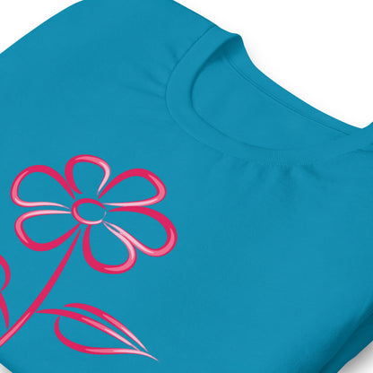 Fuchsia Flower Line Art Graphic Tee - Premium Cotton T-Shirt
