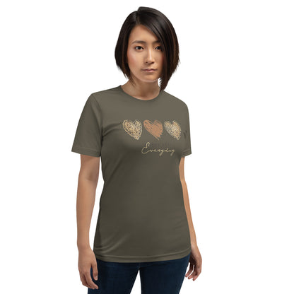 Leopard Heart Graphic Tee - Enjoy Life Everyday Aesthetic Boho T-Shirt - Cozy  Top