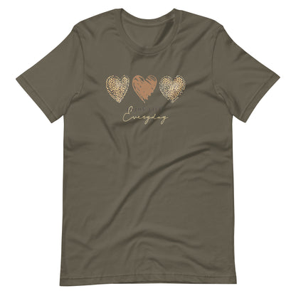 Leopard Heart Graphic Tee - Enjoy Life Everyday Aesthetic Boho T-Shirt - Cozy  Top