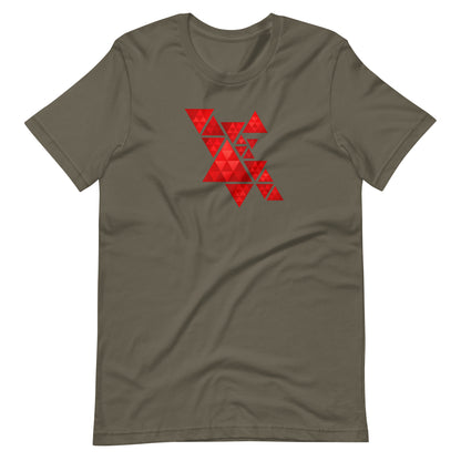 Geometric Red Triangles Graphic Tee - Abstract Mosaic Art T-Shirt