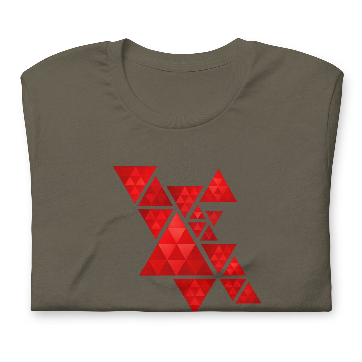 Geometric Red Triangles Graphic Tee - Abstract Mosaic Art T-Shirt