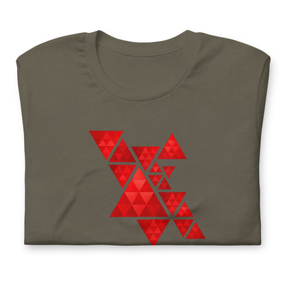 Geometric Red Triangles Graphic Tee - Abstract Mosaic Art T-Shirt
