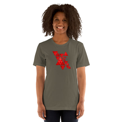 Geometric Red Triangles Graphic Tee - Abstract Mosaic Art T-Shirt
