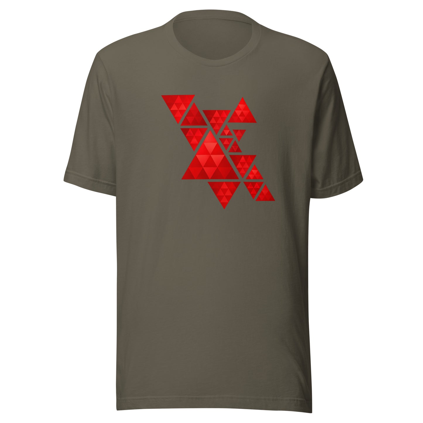 Geometric Red Triangles Graphic Tee - Abstract Mosaic Art T-Shirt