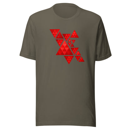 Geometric Red Triangles Graphic Tee - Abstract Mosaic Art T-Shirt