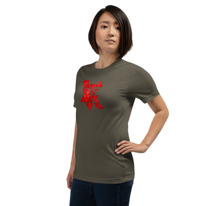 Geometric Red Triangles Graphic Tee - Abstract Mosaic Art T-Shirt