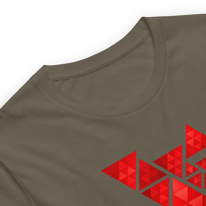 Geometric Red Triangles Graphic Tee - Abstract Mosaic Art T-Shirt