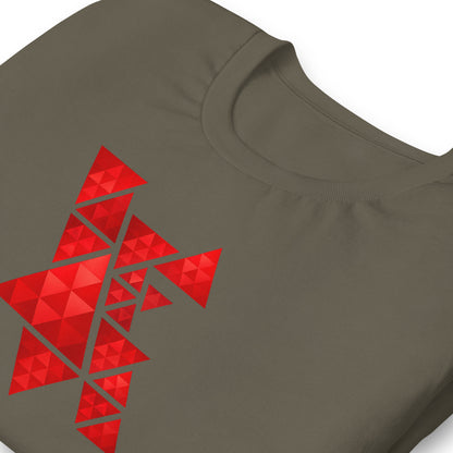 Geometric Red Triangles Graphic Tee - Abstract Mosaic Art T-Shirt