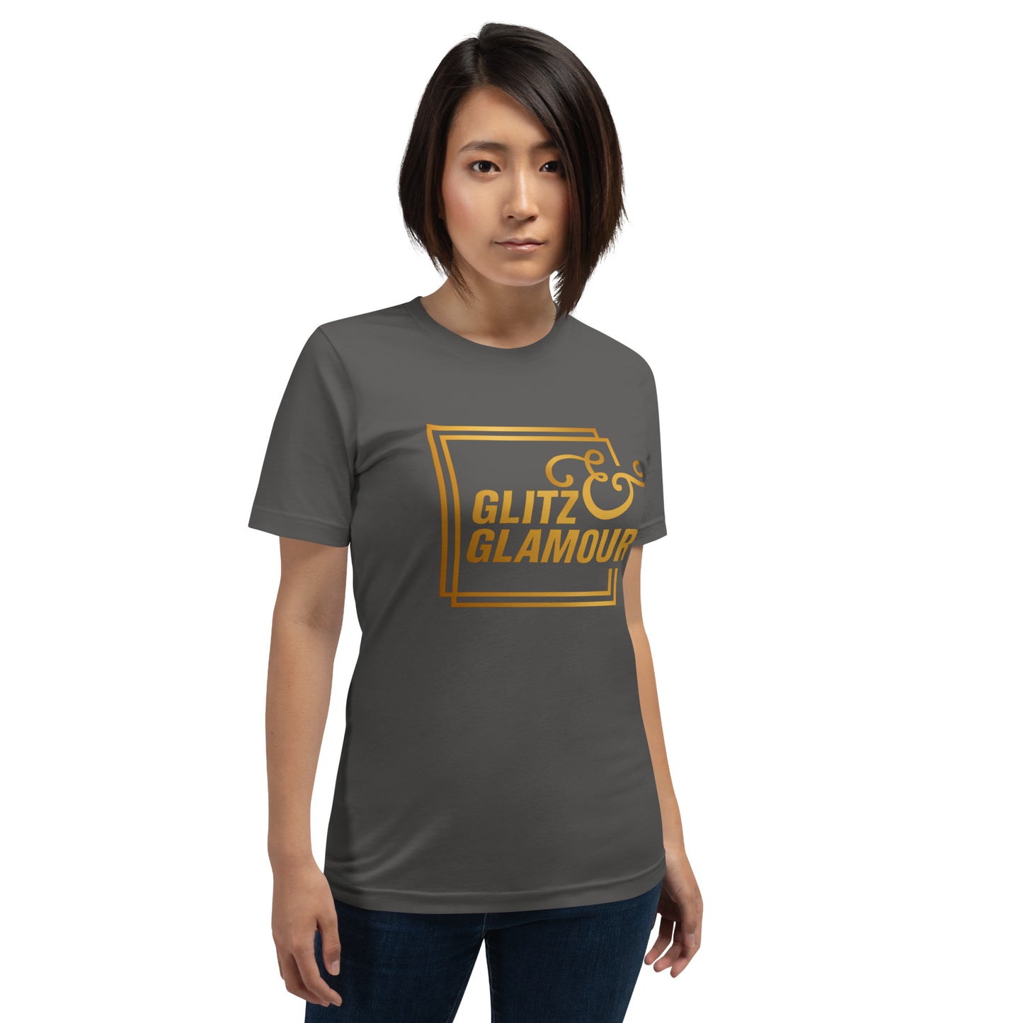 Elyx "Glitz & Glamour" Gold Minimalist Aesthetic Women Graphic Tee