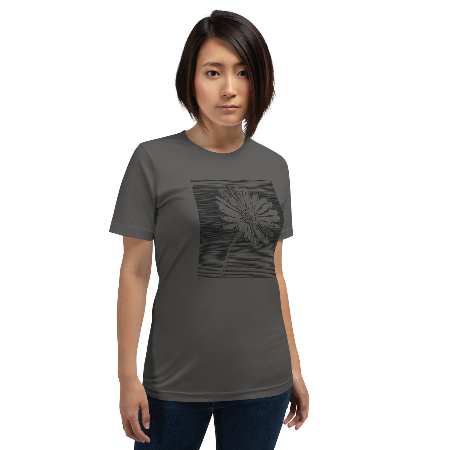 Elyx Minimalist Daisy Line Art Woman Graphic Tee